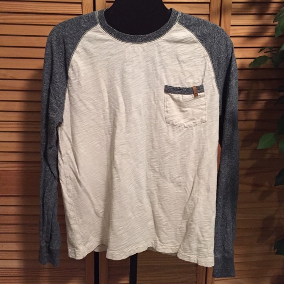 Gray Blue Long Sleeve Baseball Tee by Roots - Picture 1 of 4